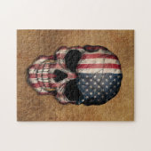 老化させ、擦り切れたな米国旗のスカル ジグソーパズル (横)