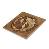 老化させ、擦り切れたな陰陽のコイの魚 タイル (側面)