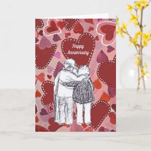 老夫婦の記念日 カード (黄色い花)