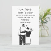 老夫婦イラストレーション結婚の記念日 招待状 (スタンド正面)