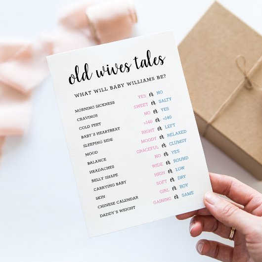 老妻の物語ジェンダーが赤ちゃんのシャワーカードを明らかにする 招待状