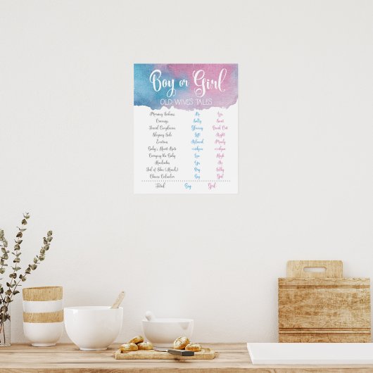 老妻の男の子と女の子の物語ジェンダーを明らかにするサイン ポスター (キッチン)