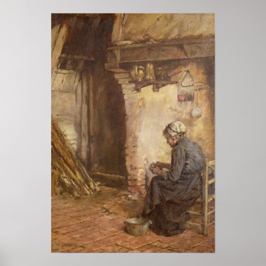 老婆がジャガイモを皮むく ポスター (正面)