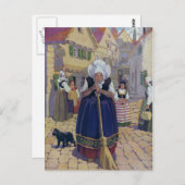 老婆ネコと箒の子供部屋韻 ポストカード (正面/裏面)