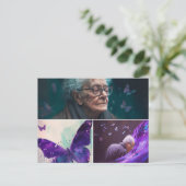 老婦人と男と紫の蝶 ポストカード (スタンド正面)