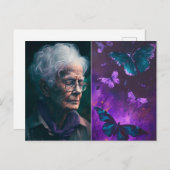 老婦人と蝶 ポストカード (正面/裏面)