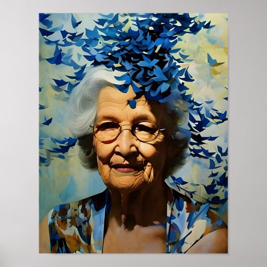 老婦人と青い蝶 ポスター (正面)