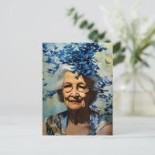 老婦人と青い蝶 ポストカード (スタンド正面)