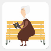 老婦人読の聖書 スクエアシール (正面)