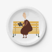 老婦人読の聖書 ペーパープレート (正面)