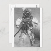 老学校のダイバー黒白 ポストカード (正面/裏面)