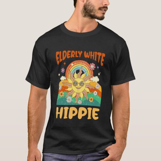 老年期の白人ヒッピーの男性 Tシャツ (正面)