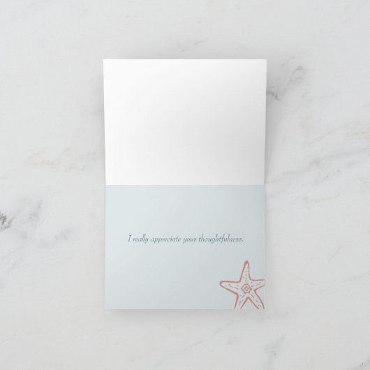 老後の贈り物の貝殻をありがとう サンキューカード (内部)