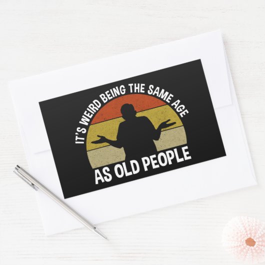 老後風変わりと同じ年だ 長方形シール (封筒)