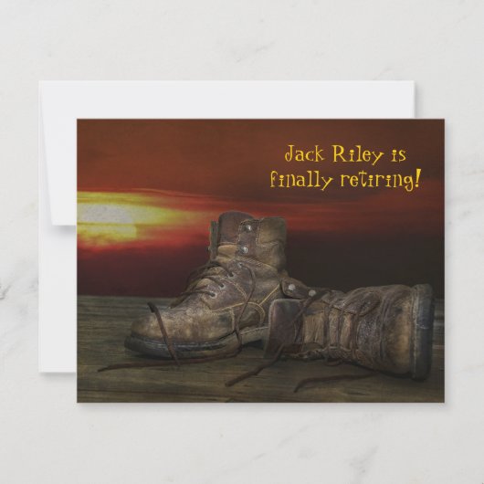 老朽化したパーティーの古いブーツで木に日没 招待状 (正面)