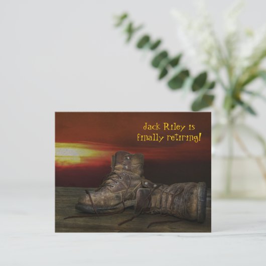 老朽化したパーティーの古いブーツで木に日没 招待状 (スタンド正面)