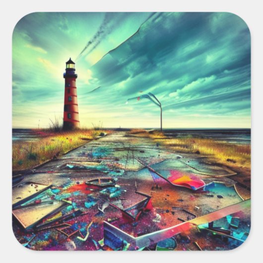 老朽化したライトハウスオンアンアパーベイジテッドビーチ スクエアシール (正面)