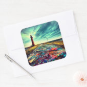 老朽化したライトハウスオンアンアパーベイジテッドビーチ スクエアシール (封筒)