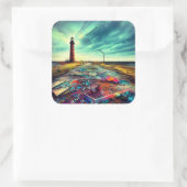 老朽化したライトハウスオンアンアパーベイジテッドビーチ スクエアシール (バッグ)