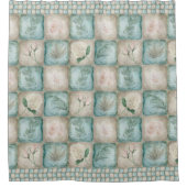 老朽化した植物性タイル – アクアとボーン シャワーカーテン (正面)