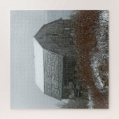 老朽化した納屋インスノーシーニックパズル ジグソーパズル (縦)