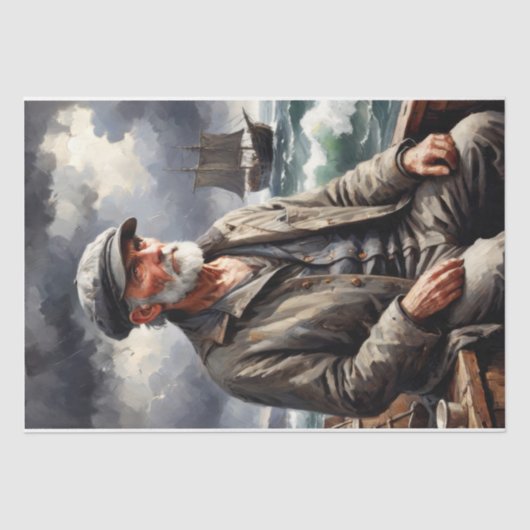 老漁師と海 – 薄葉紙 (正面)