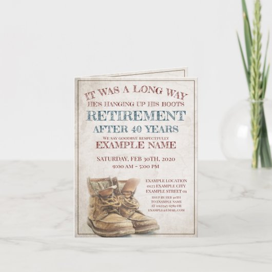 老靴による退職の発表 案内状 (正面)