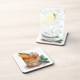 老飲料の水彩ガファッションドラス コースター