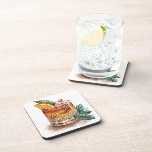 老飲料の水彩ガファッションドラス コースター (右側)