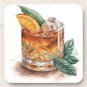 老飲料の水彩ガファッションドラス コースター (正面)