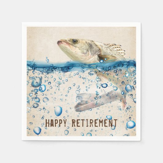 老魚が水から飛び出す スタンダードカクテルナプキン (正面)