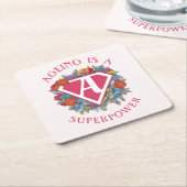 老齢化は超大国の誕生日だ スクエアペーパーコースター (アングル)