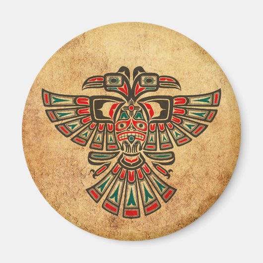 老齢者と擦り切れた灰田二頭霊鳥 マグネット (正面)