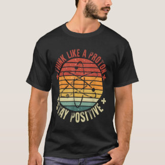 考えおもしろい前向きレトロ化学 Tシャツ