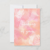 「考えお気に入り」バラ、水彩ピンクカード サンキューカード (正面)