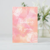 「考えお気に入り」バラ、水彩ピンクカード サンキューカード (スタンド正面)