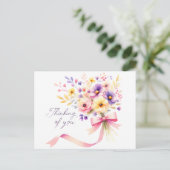 「考えお気に入り」フローラブーケピンクリボン ポストカード (スタンド正面)