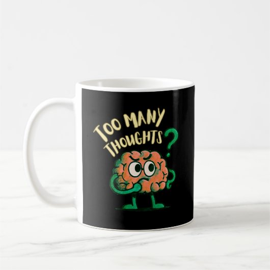 考えすぎなイラストの脳みそ日常のユーモア コーヒーマグカップ (左)