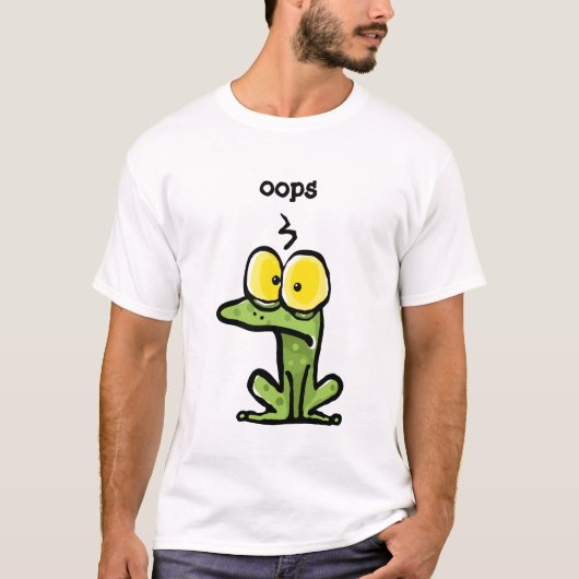 考えているおもしろいなカエルかヒキガエル"OOPS " Tシャツ (正面)