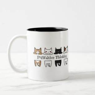 考えているPAWsitive -猫のミームのマグ ツートーンマグカップ