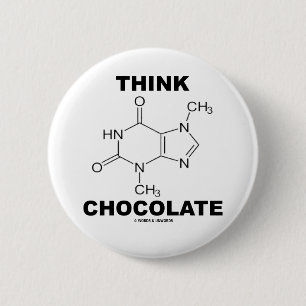 考えて下さいチョコレート(テオブロミンの分子化学)を 缶バッジ