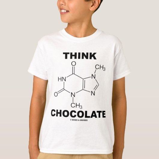 考えて下さいチョコレート(テオブロミンの分子化学)を Tシャツ (正面)
