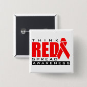 考えて下さい赤を…. 認識度を広げて下さい 缶バッジ (正面&裏面)