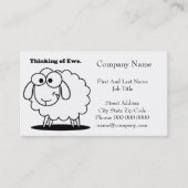 考えのエウ子羊のかわいい漫画 名刺 (正面)