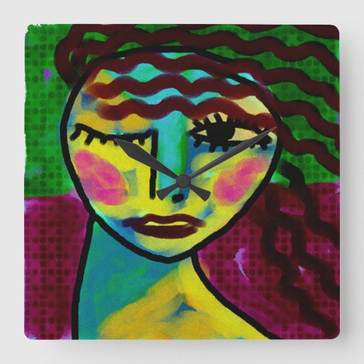 考えのオリジナル抽象芸術 スクエア壁時計 (正面)