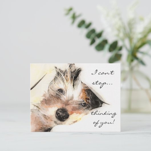 考えのカスタマイズ可能なヨークシャーテリアはがき ポストカード (スタンド正面)
