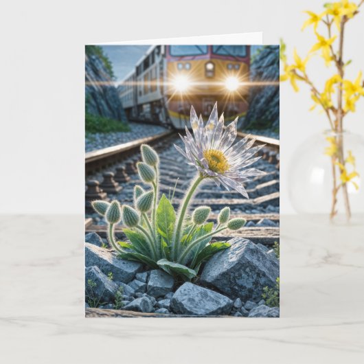 考えのガラス花 カード (黄色い花)