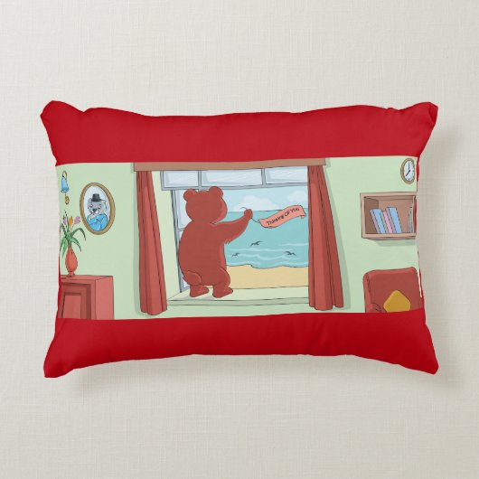 考えのテディ・ベアの恋しく思可愛いアート アクセントクッション (正面)