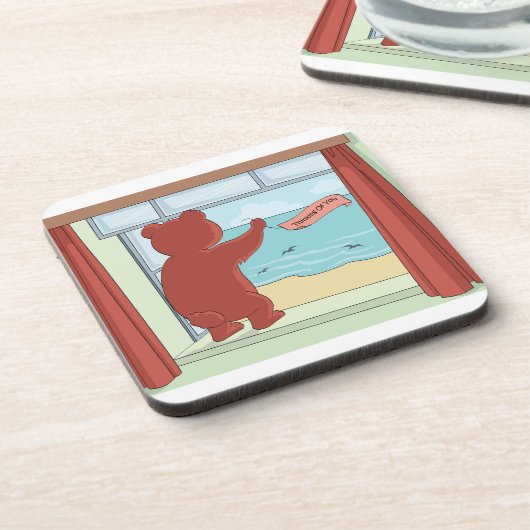 考えのテディ・ベアの恋しく思可愛いアート コースター (左側)