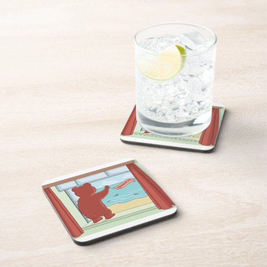 考えのテディ・ベアの恋しく思可愛いアート コースター (右側)